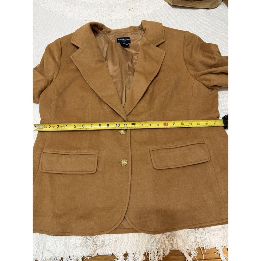 Sutton Studio 100% Cashmere Blazer Jacket Tan Button Front Lined Pockets  18W/L - Picture 8 of 10